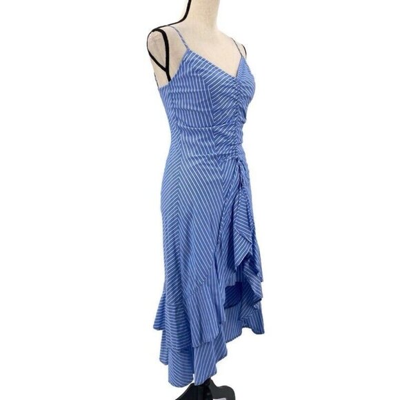 JOIE Eberta Dress Hi Low Blue White Striped Ruffle Hem Womens XS - Picture 6 of 10
